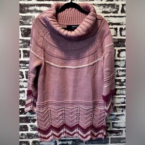 Oversized Cozycore Chunky Knit Cowl Neck Mauve Pink Sweater Size M (14/16)